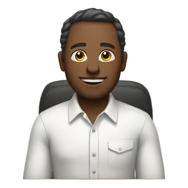 man on desk wearing white button down shirt front view sticker