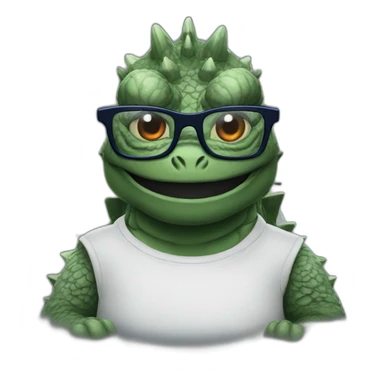 A Godzilla with glasses sticker
