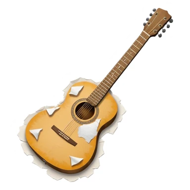 paper acoustic guitar with white paper tears & rips across it sticker