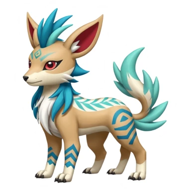  Tropical Tiny Marked Patterned Tribal WereGarurumon-Suicune-Linoone-Meloetta-Zangoose-fusion-hybrid-creature (full body) sticker