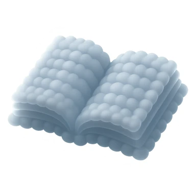 thick open book made entirely of small, very bright white fluffy convex clouds, matte glass style sticker