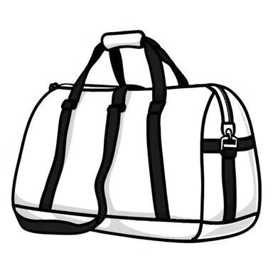 all white duffle bag with white strap sticker