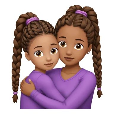 Black mom and daughter hugging. Mom has braids. And daughter has two puff ponytails. sticker