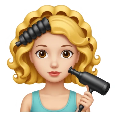 girl with hair curler on head sticker