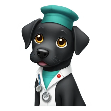 Black lab dressed as a doctor sticker