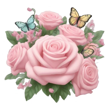 pastel pink bouquet with butterflies sticker