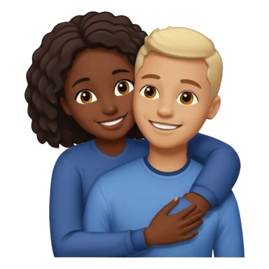 dark skin girlfriend hugs light skin boyfriend sticker