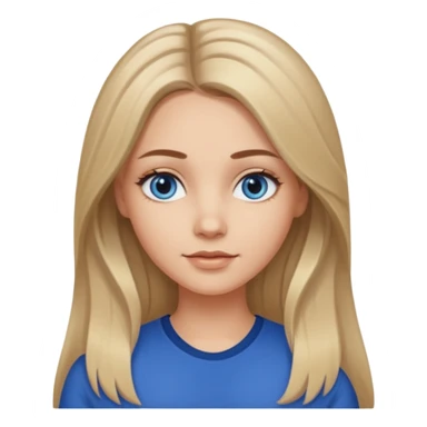 white long dark blonde hair girl with darker roots in her hair middle part and dark blue eyes that's not really tan but not pale sticker