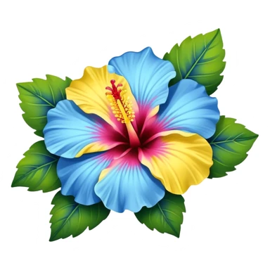 hibiscos flower blue and yellow sticker