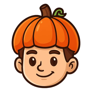face with orange pumpkin hat, digital illustration sticker