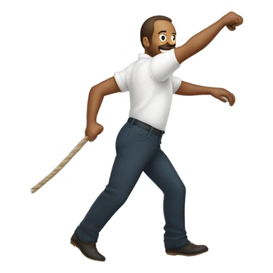 Man whipping air with a whip sticker