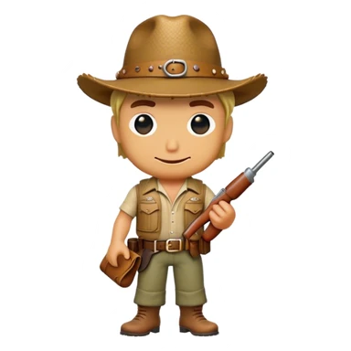 Cinematic Realistic Crocodile Dundee Pop Culture Emoji, depicted with rugged charm and adventurous spirit rendered with lifelike detail and cinematic lighting. sticker