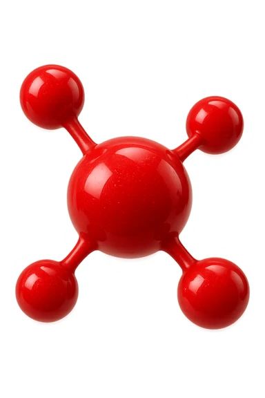 molecola chimica rossa, iperrealistico 4k, isolato su sfondo bianco, iperrealistico 4k, isolato su sfondo bianco sticker