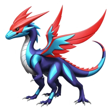 Futuristic Shiny Latias-Nargacuga-Noivern-Salandit-Fusion (full body) sticker