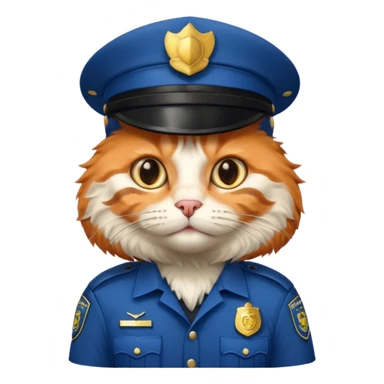 oranh fluffy cat - police officer sticker