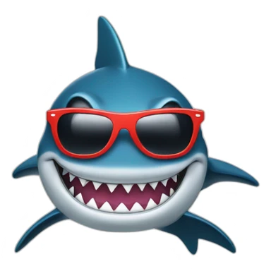 A shark with Sunglasses and a cappy sticker