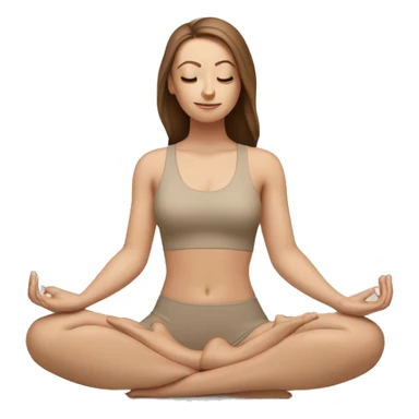White Girl with brown hair doing padmasana in beige tight yoga suit sticker