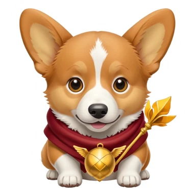 Corgi with snitch in gryffindor style sticker