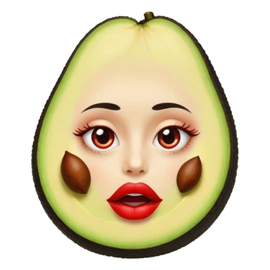 aguacate con labios grandes y rojos y ojos  sticker