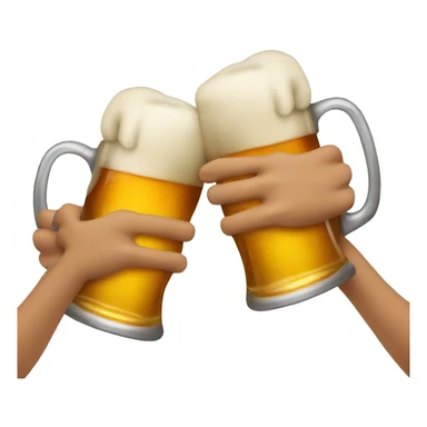 Apple emoji hands holding beer mugs making a toast sticker