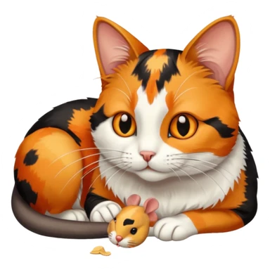 cat eating a mouse sticker