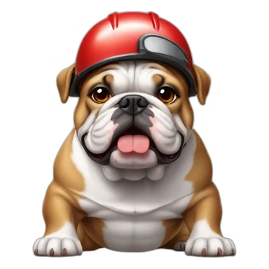 English Bulldog with small red helmet sticker