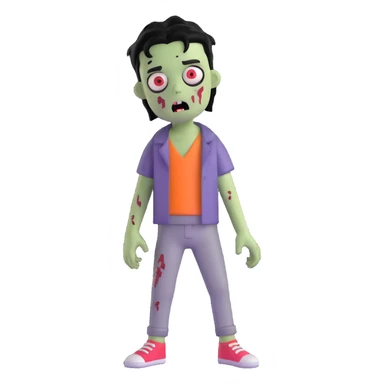 boy zombie with black hair, emo style sticker