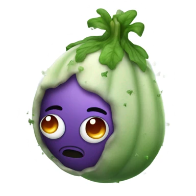 stinky eggplant with green air coming from it with flies and mold sticker