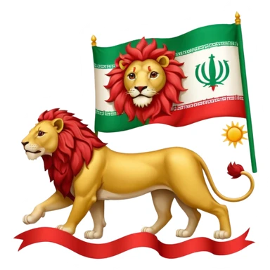 Sun and lion on iranian flag sticker