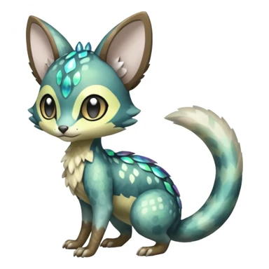 Shiny furry scaley Meloetta-Vernid-Trico-Genet-Pokémon-Fakémon-hybrid-fusion-creature sticker