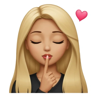 Mujer color de piel moreno claro, con cabello rubio largo, lacio y suelto, ojos negros, un ojo cerrado, mandando un beso de lado  sticker