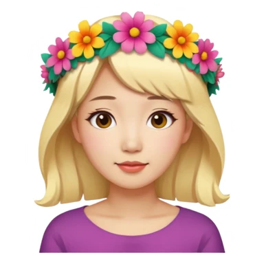 asian woman blonde flower crown sticker