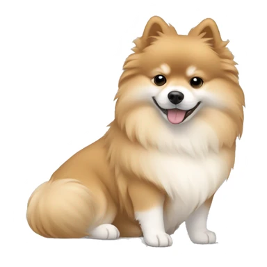 sleeping lying down pomeranian-spitz mix light brown and white with gray ears sticker