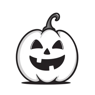 A Halloween jack-o-lantern pumpkin with a carved face in pastel colors (dd9fb0, ffc6d3, a3bfc9, c4bee2, f1b091), hand-drawn doodle style sticker
