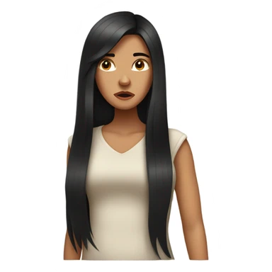 annoyed white girl with long black hair sticker
