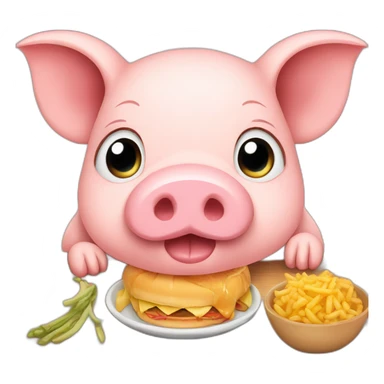 Pig who eat many food  sticker