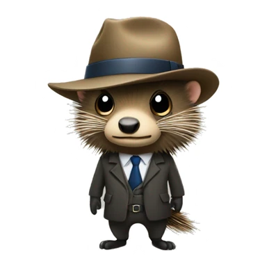 porcupine dressed as detective. sticker
