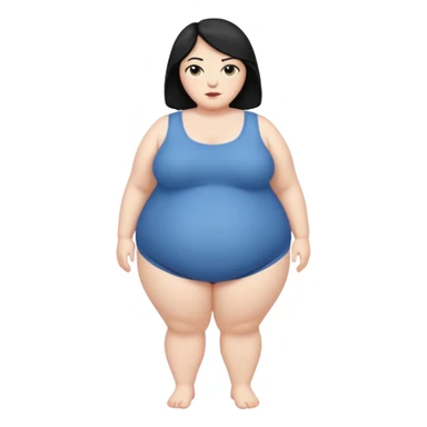 Fat white woman. Full body. Black hair sticker