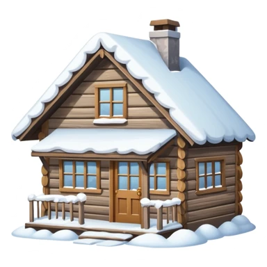 small house viewed directly from the front, with lots of snow.
The viewing angle must be directly towards the front door sticker