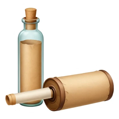 message bottles with paper roll sticker