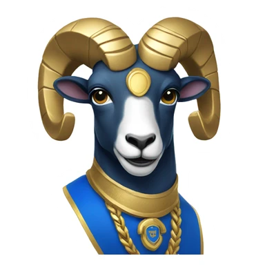 Ram wearing gold and blue  sticker