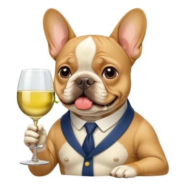 Tan French bulldog drinking white wine sticker