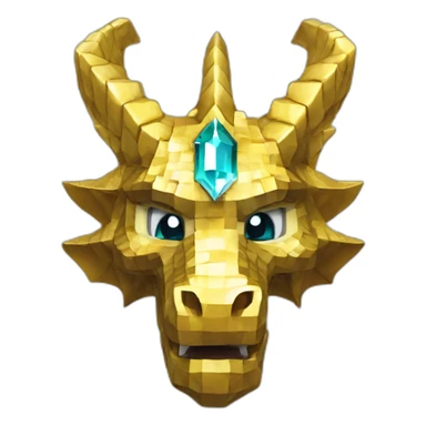 Minecraft Glitter Gold Dragon Head With Diamond Horn sticker