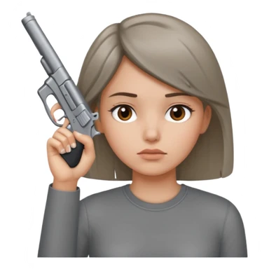 Girl holding a gun hand to head not real gun but made with a han sticker