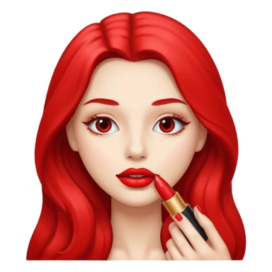 long haired woman putting liptstick sticker