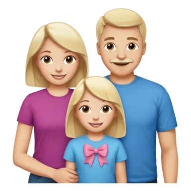 happy white family with one dad, one mom, one blonde girl, and one brunette girl sticker