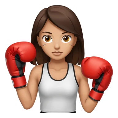 An woman with long dark brown hair light brown eyes in boxing gloves sticker