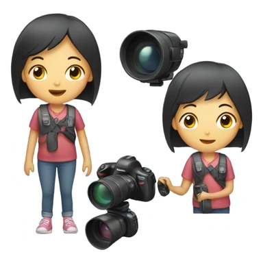 asian girl with video camera sticker