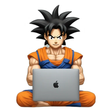 Goku with a mac book  sticker