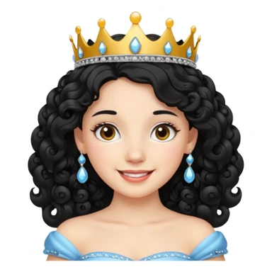 Princesa banca con el pelo rizado y el pelo negro  sticker